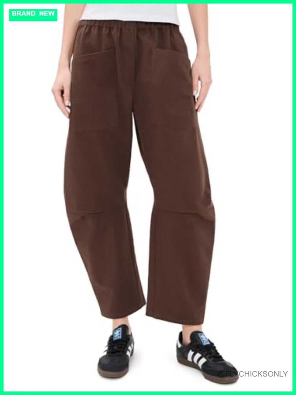 High Rise Wide Leg Straight Pants with Patches